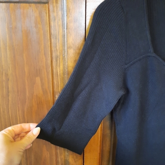 🛍NWT GAP Rib Corset Bodysuit Black ribbed knit elbow length sleeves size large - Picture 7 of 15